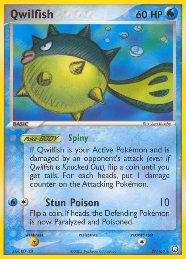 Qwilfish 27/109 Pokemon card