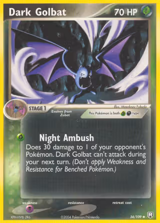 Dark Golbat 34/109 Pokemon card