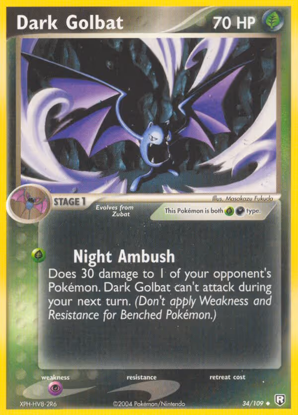 Dark Golbat 34/109 Pokemon card