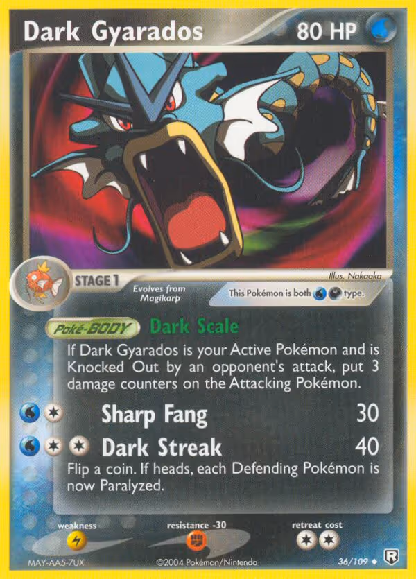 Dark Gyarados 36/109 Pokemon card