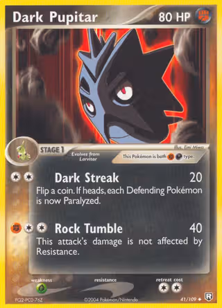 Dark Pupitar 41/109 Pokemon card