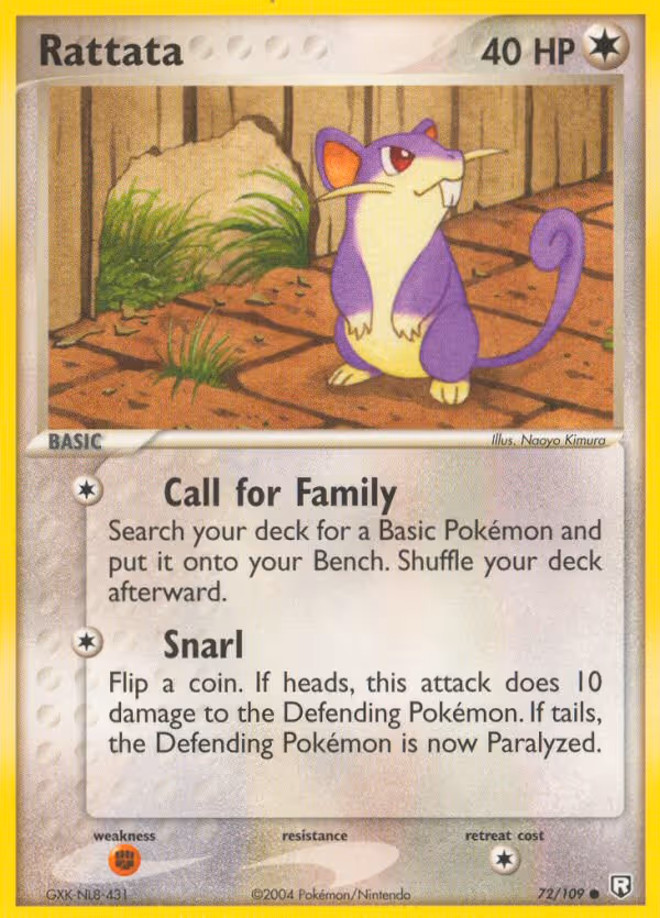 Rattata 72/109 Pokemon card