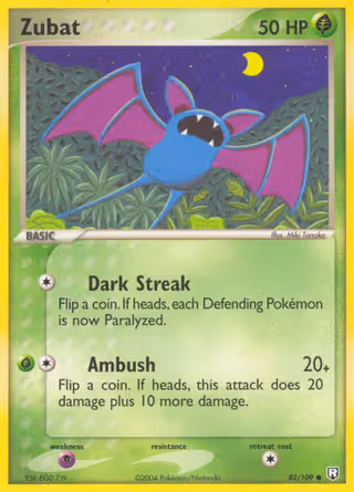 Zubat 82/109 Pokemon card