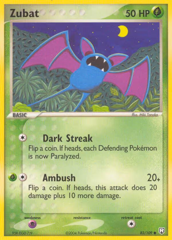 Zubat 82/109 Pokemon card