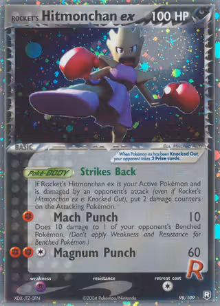 Rocket's Hitmonchan ex 98/109 Pokemon card