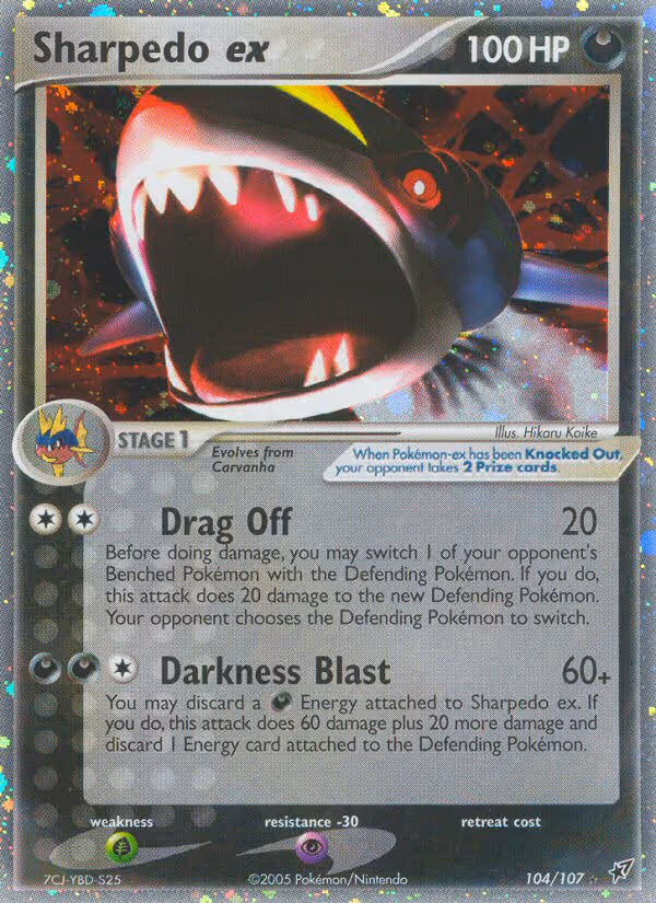 Sharpedo ex 104/107 Pokemon card