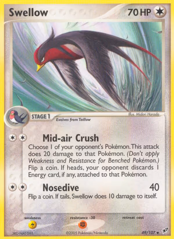 Swellow 49/107 Pokemon card