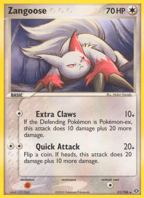Zangoose 21/106 Pokemon card