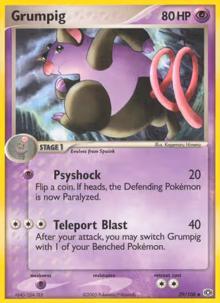 Grumpig 29/106 Pokemon card