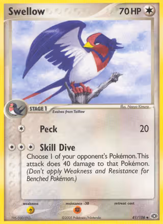 Swellow 41/106 Pokemon card