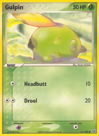 Gulpin 51/106 Pokemon card