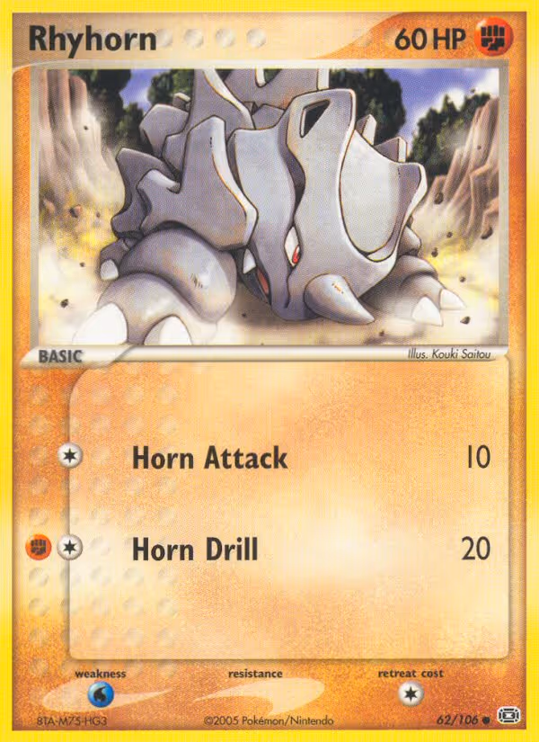 Rhyhorn 62/106 Pokemon card