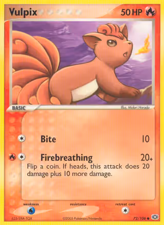 Vulpix 72/106 Pokemon card