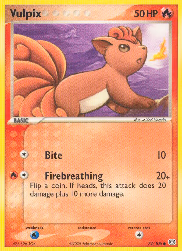 Vulpix 72/106 Pokemon card