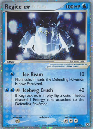 Regice ex 98/106 Pokemon card