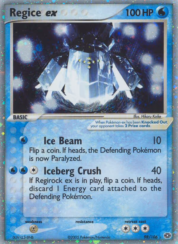 Regice ex 98/106 Pokemon card