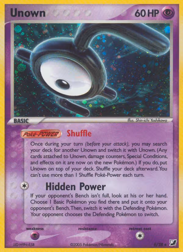 Unown E Pokemon card