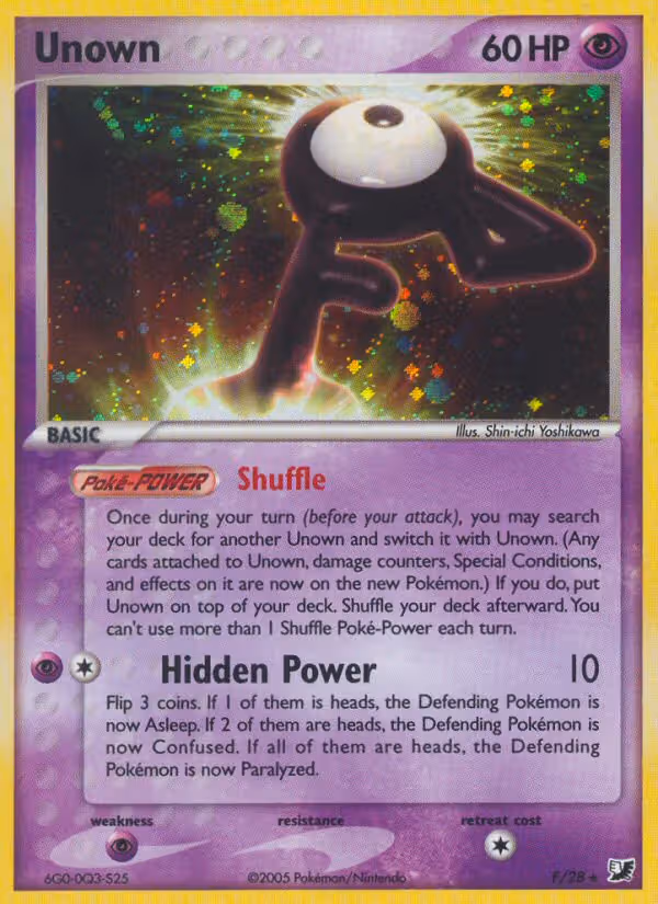 Unown F Pokemon card