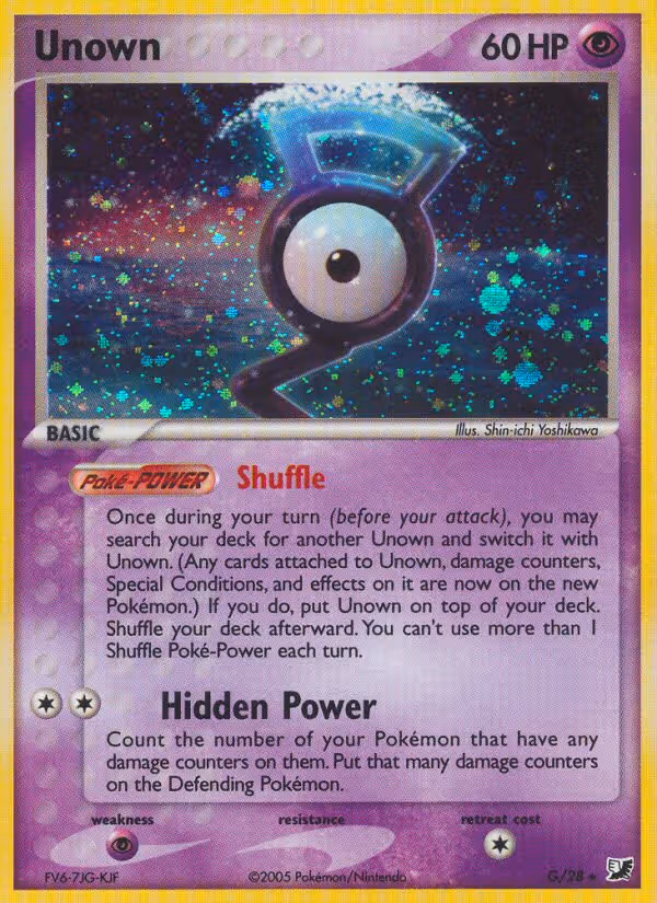 Unown G Pokemon card