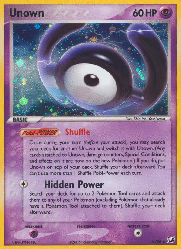 Unown H Pokemon card