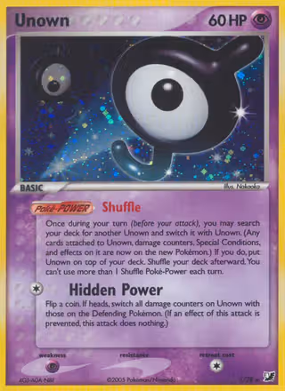 Unown J Pokemon card