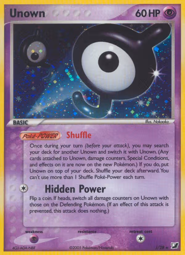 Unown J Pokemon card