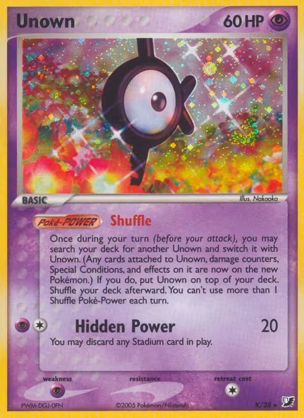 Unown K Pokemon card