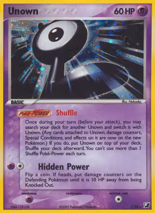 Unown L Pokemon card