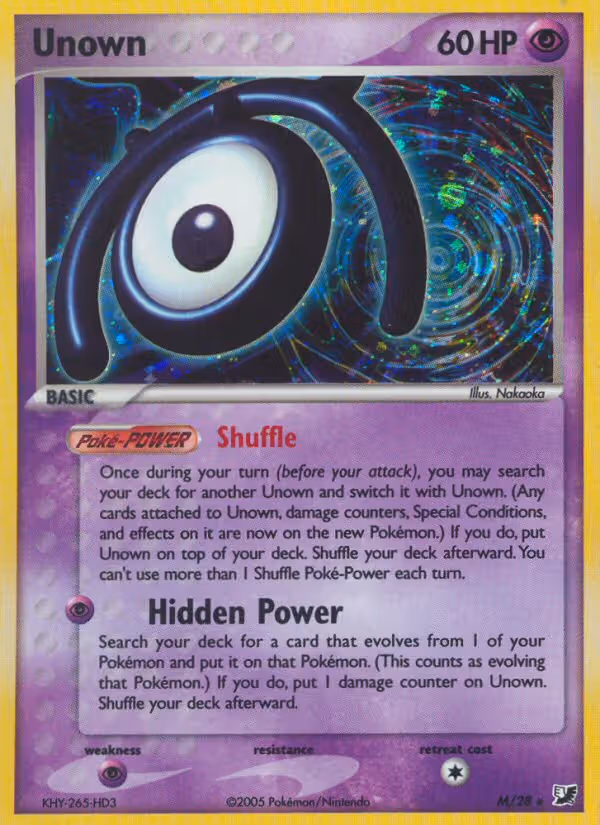 Unown M Pokemon card