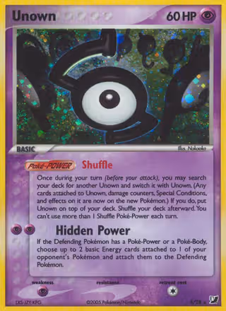 Unown S Pokemon card