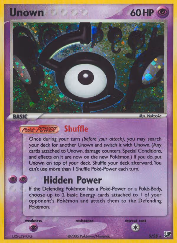 Unown S Pokemon card