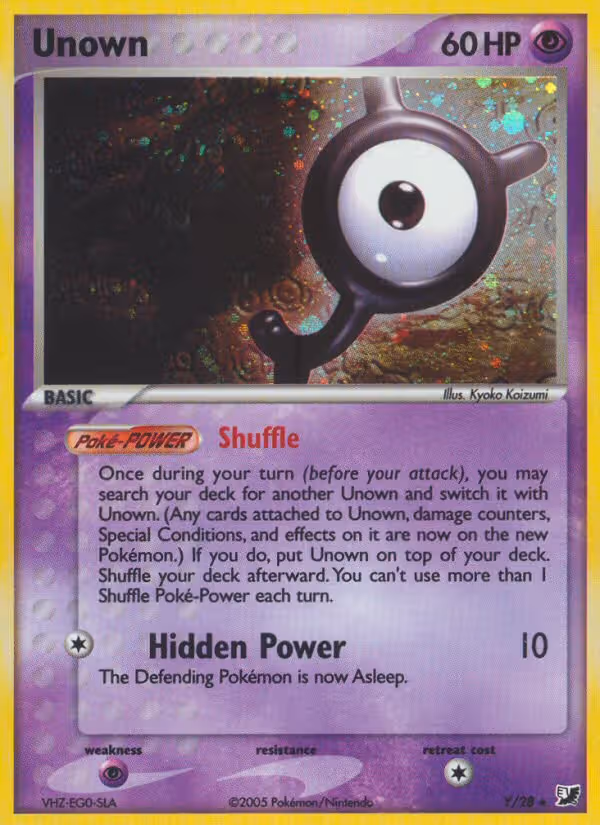 Unown Y Pokemon card