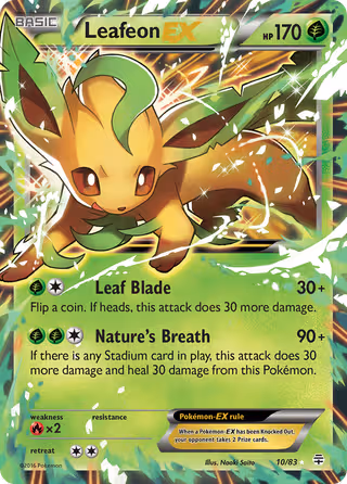 Leafeon EX 10/83 Pokemon card