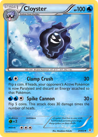 Cloyster 20/83 Pokemon card