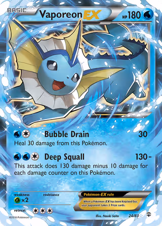 Vaporeon EX 24/83 Pokemon card