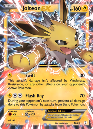Jolteon EX 28/83 Pokemon card