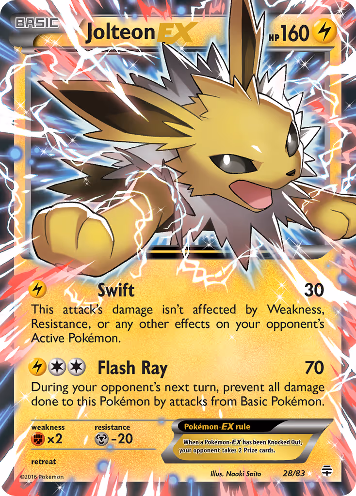 Jolteon EX 28/83 Pokemon card