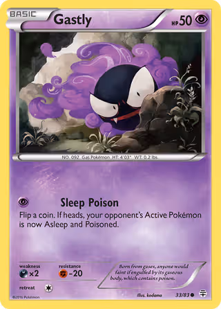 Gastly 33/83 Pokemon card