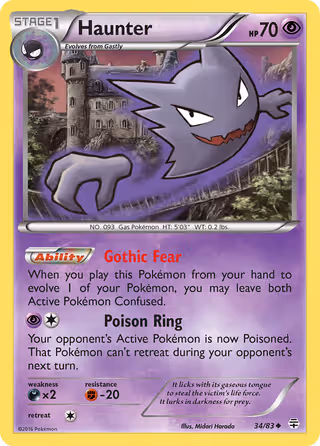 Haunter 34/83 Pokemon card