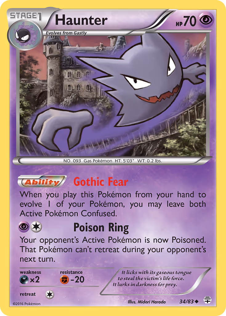 Haunter 34/83 Pokemon card