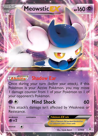 Meowstic EX 37/83 Pokemon card
