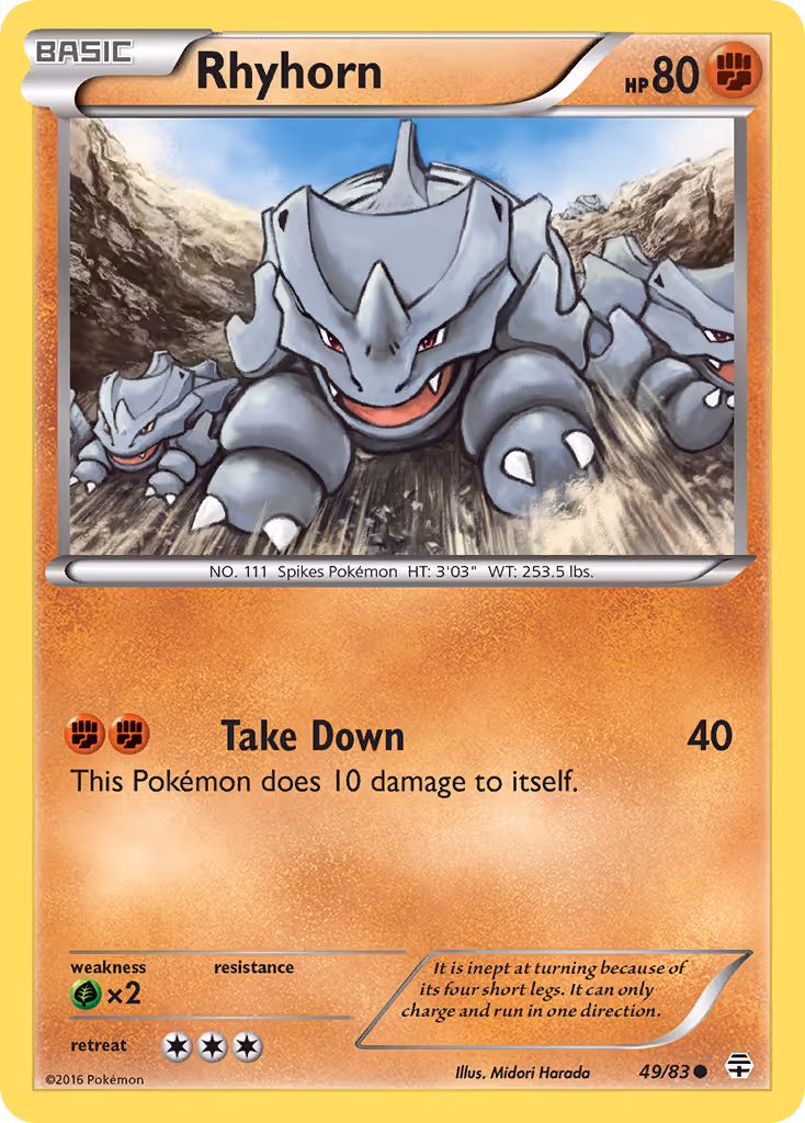 Rhyhorn 49/83 Pokemon card