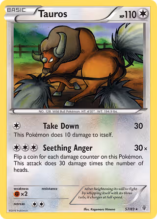 Tauros 57/83 Pokemon card