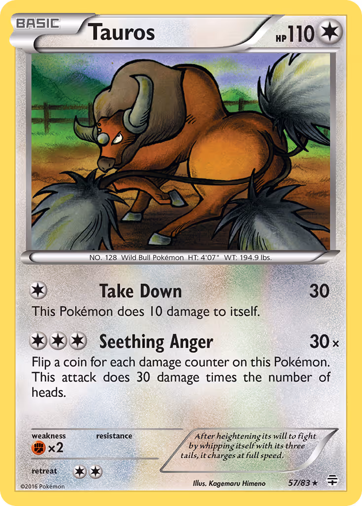 Tauros 57/83 Pokemon card
