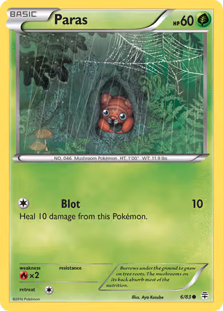 Paras 6/83 Pokemon card