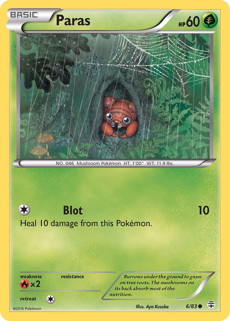 Paras 6/83 Pokemon card