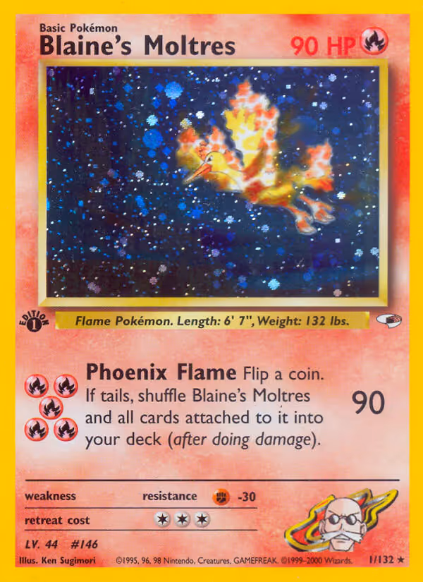 Blaine's Moltres 1/132 Pokemon card