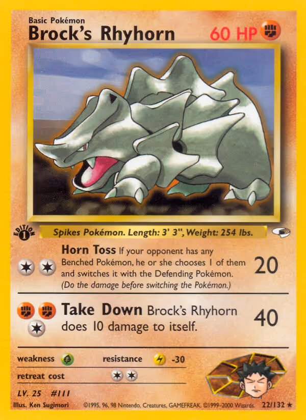 Brock's Rhyhorn 22/132 Pokemon card