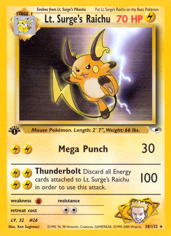 Lt. Surge's Raichu 28/132 Pokemon card