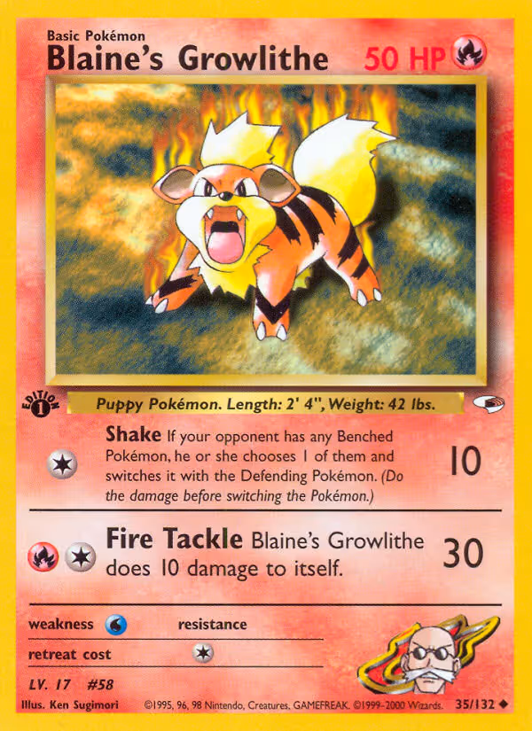 Blaine's Growlithe 35/132 Pokemon card